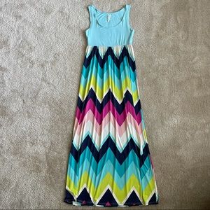 NWOT Pink Lily Boutique Chevron Maxi Dress